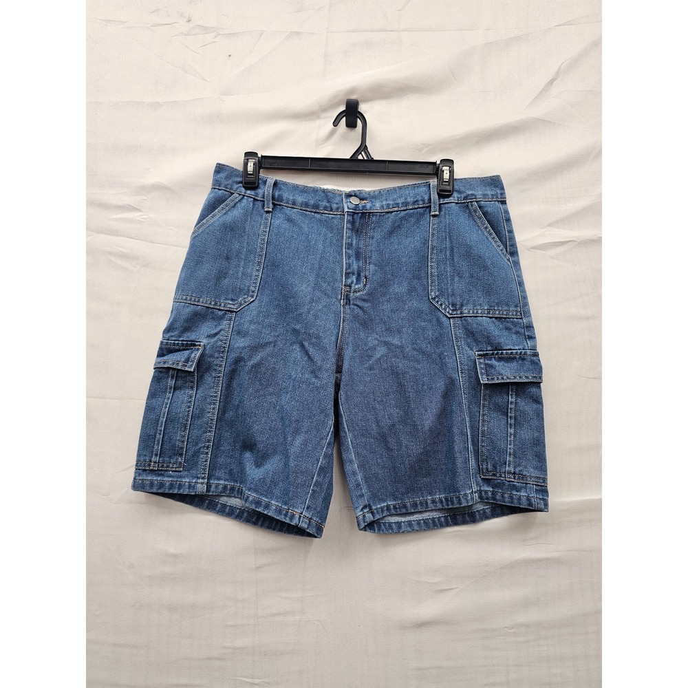 Womens Cargo Shorts Blue Rayon Blend Casual Size XXL